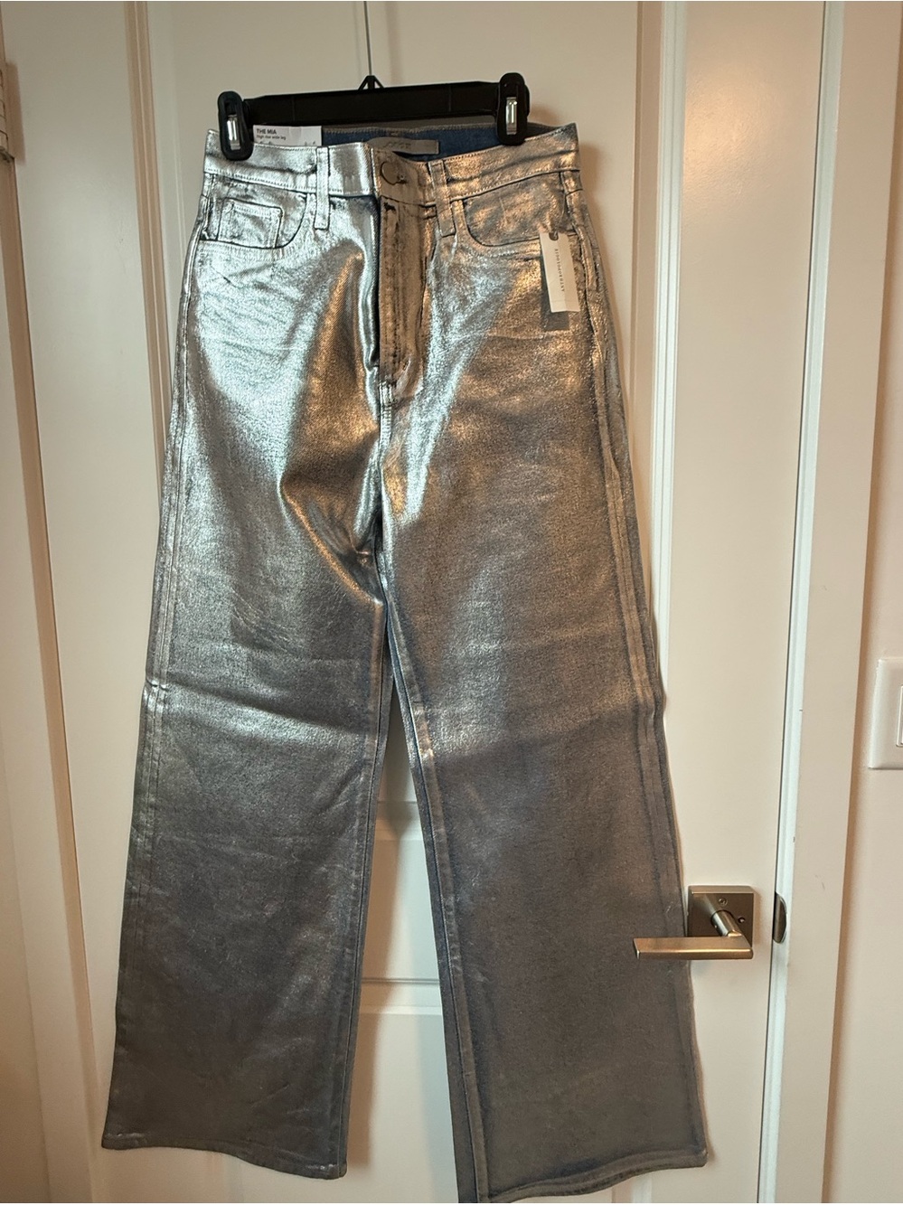 Joes jeans The Mia Women’s Metallic Silver Wide-Leg Jeans size 29